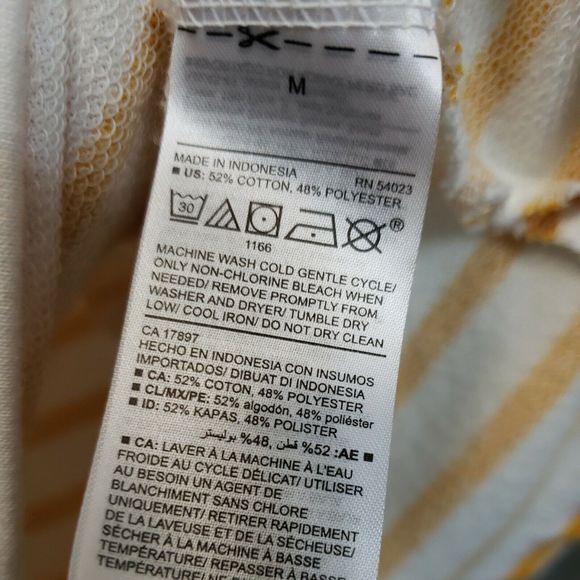 Old Navy Womens TOP Size MYellow/White Striped with Ruffles Short Sleeve - Picture 3 of 6